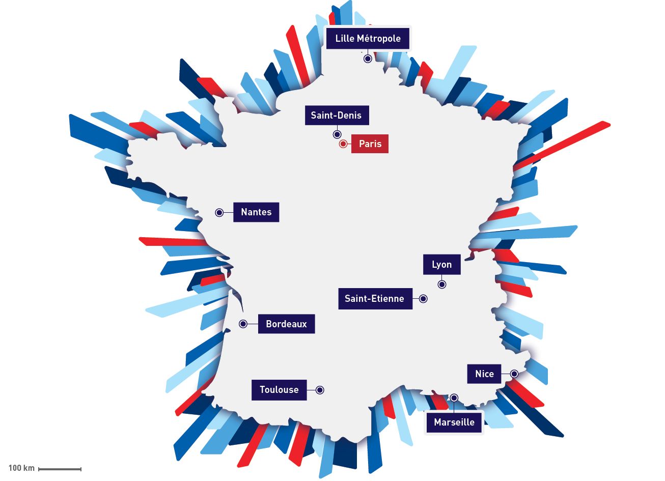 Map Rugby World Cup  France 2023  - FFR