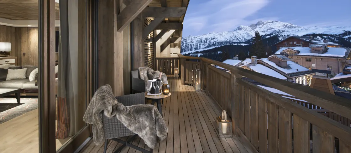 Panoramic view of the resort from the Barrière Les Neiges Courchevel Penthouse