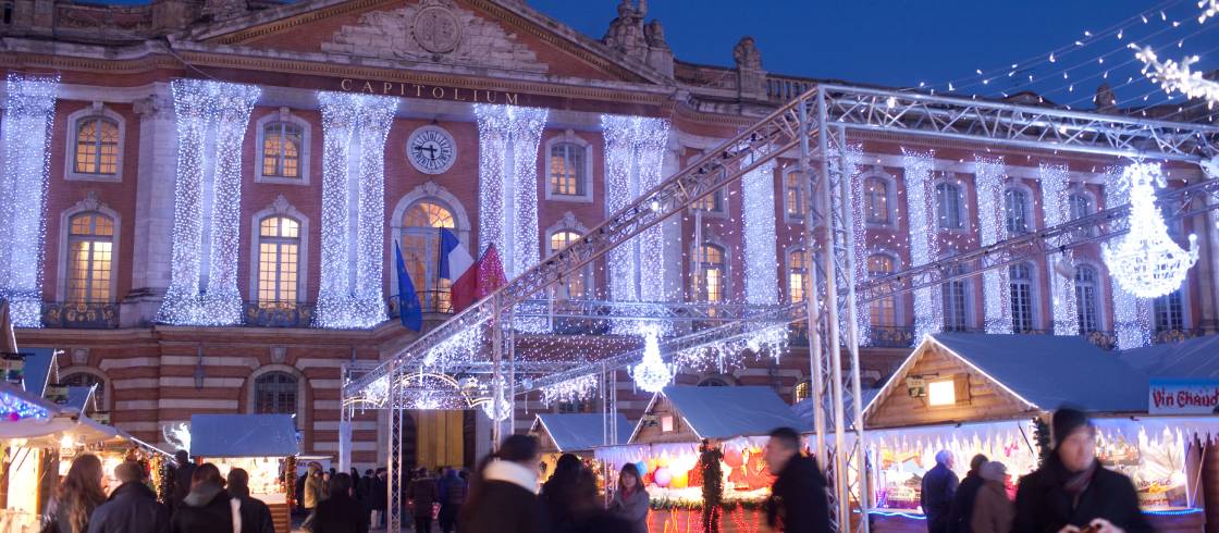Plaza Capitole durante la Navidad
