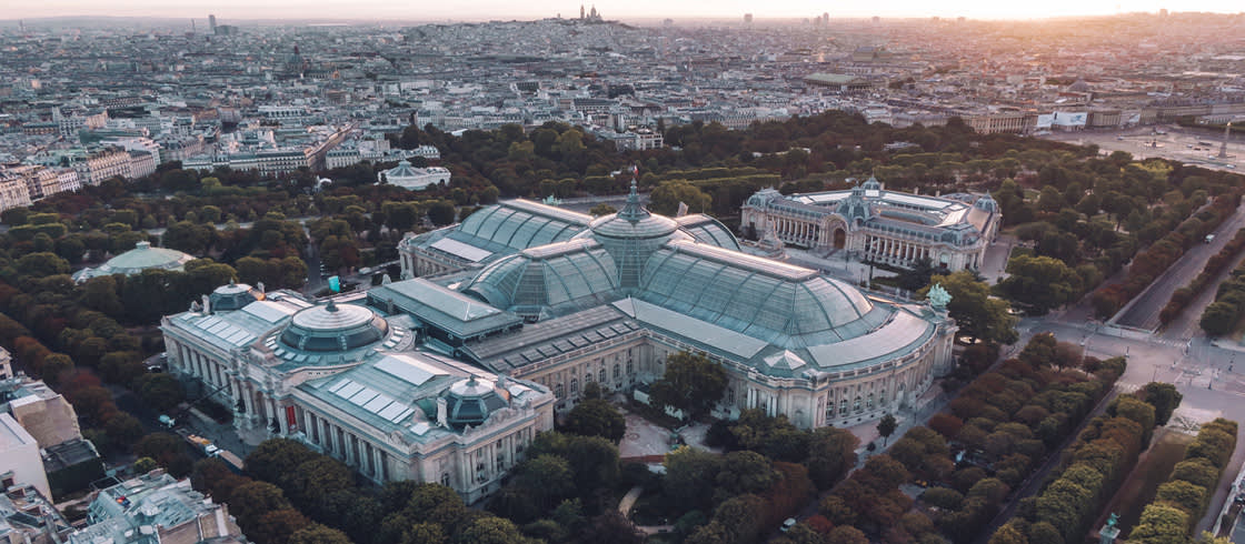 Vista aérea del Grand Palais de París.