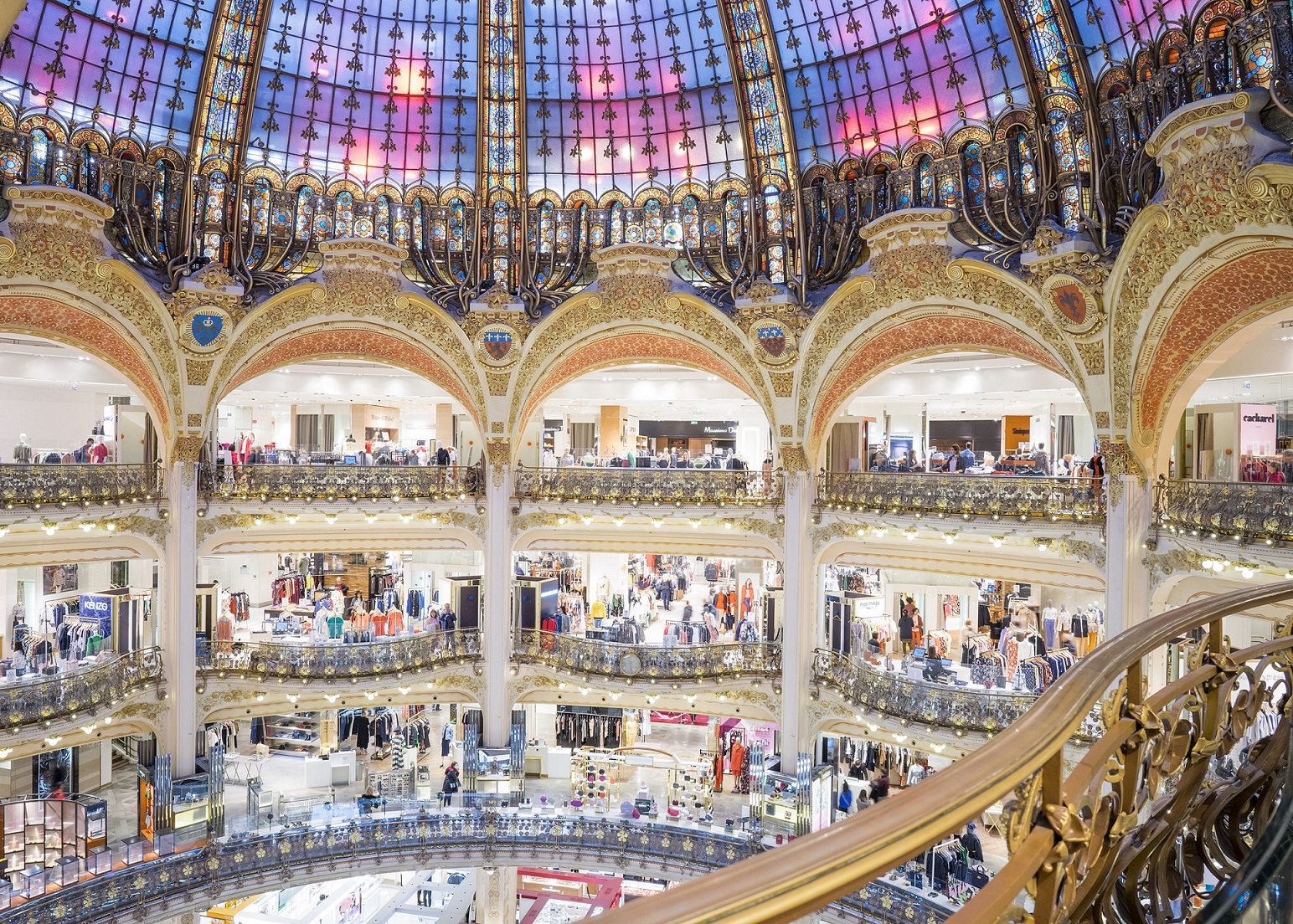 Galeries Lafayette, balconies and lower floor  Paris shopping, Galeries  lafayette, Paris france